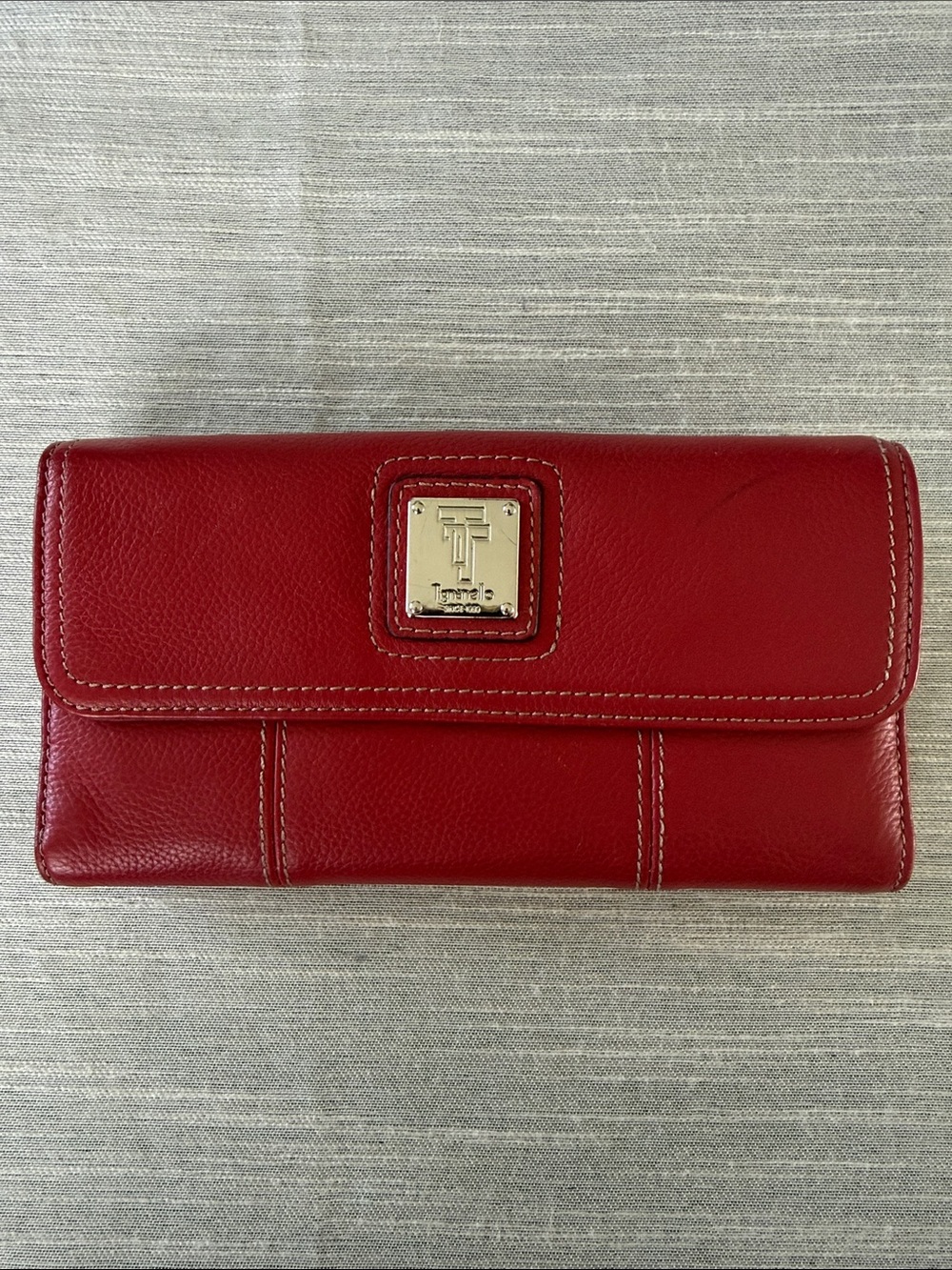 Tignanello Red Leather Flap Wallet with Gold-Tone Logo